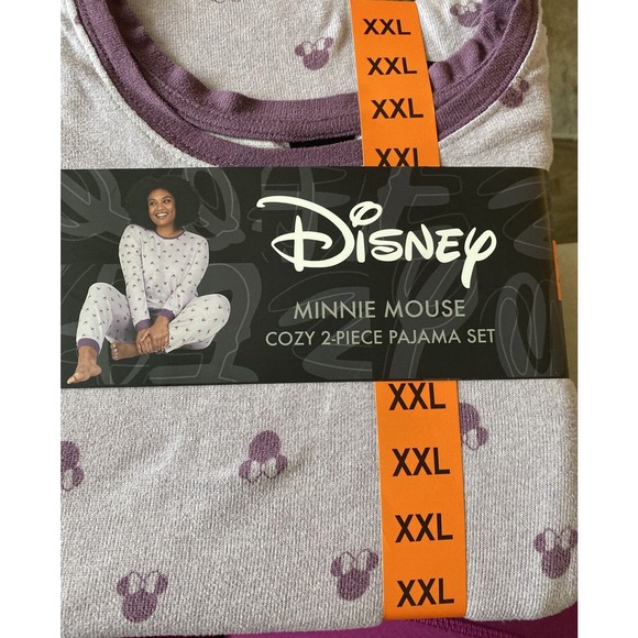 NEW Disney Pajamas Womens XXLarge Purple Minnie Mouse 2 Piece Cozy‎ Top Pants - Picture 1 of 8